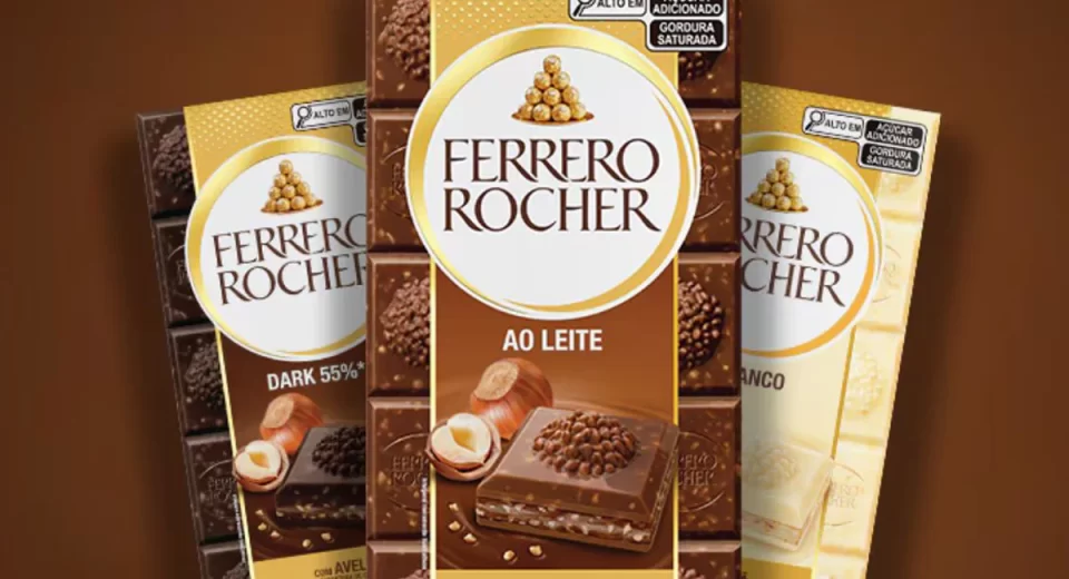 Ferrero Rocher acaba de lançar no Brasil suas barras de chocolate, novidade disponível na Europa desde 2021