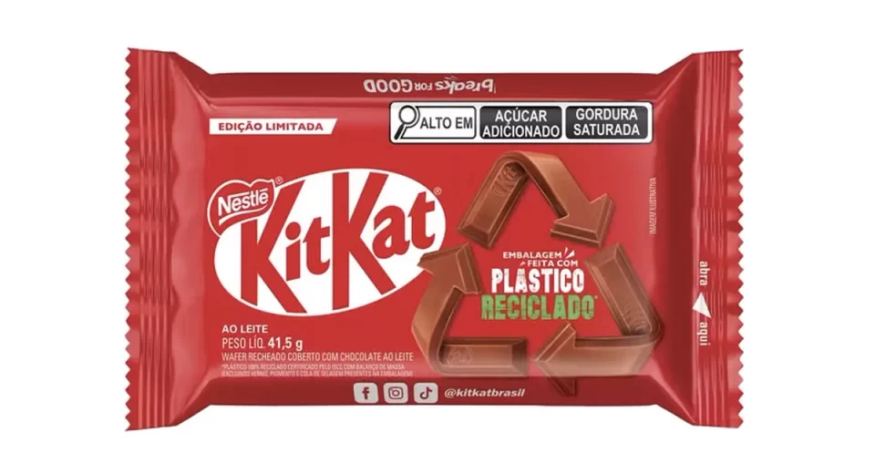 Nestlé lança KitKat com embalagem de plástico reciclado