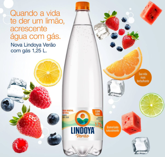 A Lindoya Verão anunciou o lançamento de uma nova embalagem de água mineral com gás de 1250 ml