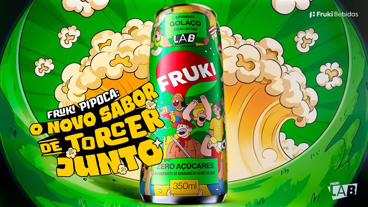 Fruki lança refrigerante sabor pipoca para a Copa 2026