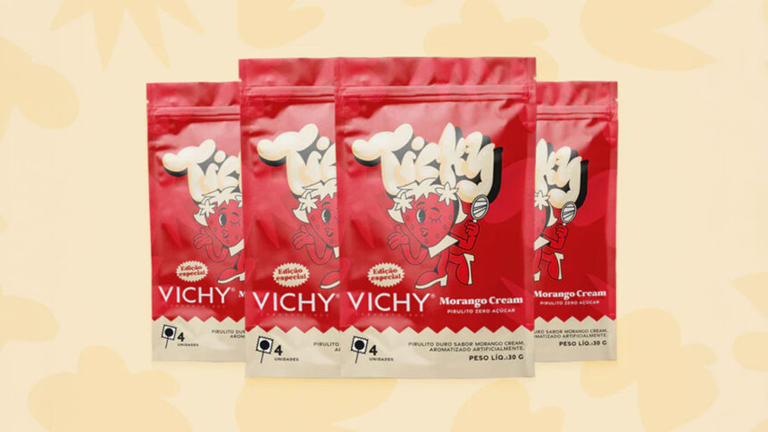 Ticky e Vichy lançam pirulito zero açúcar em parceria