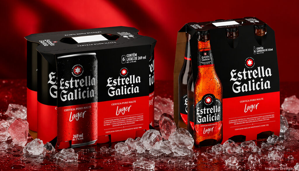 Embalagens da Estrella Galicia ganham nova versão no Brasil