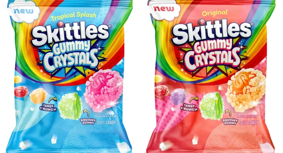 Skittles Gummy Crystals combina duas texturas em bala